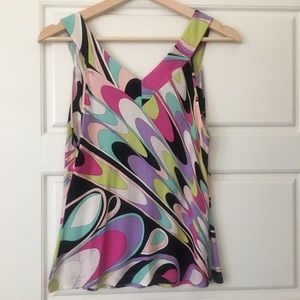 Emilio Pucci V Neck Silk Tank Top Shell Size 12